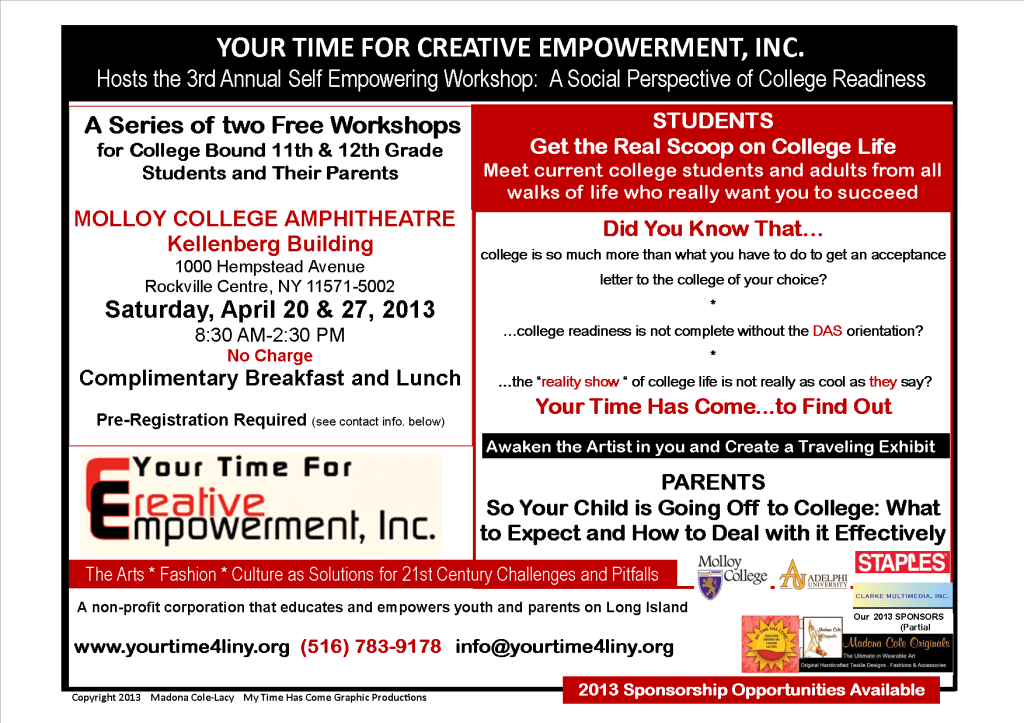 3rd Annual Self-Empowering Workshop for College-Bound High School Students and their Parentsflyermarch